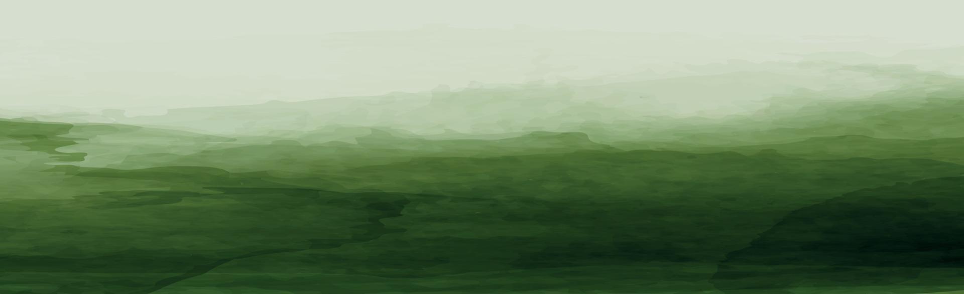 textura panorámica de acuarela verde realista sobre un fondo blanco - vector