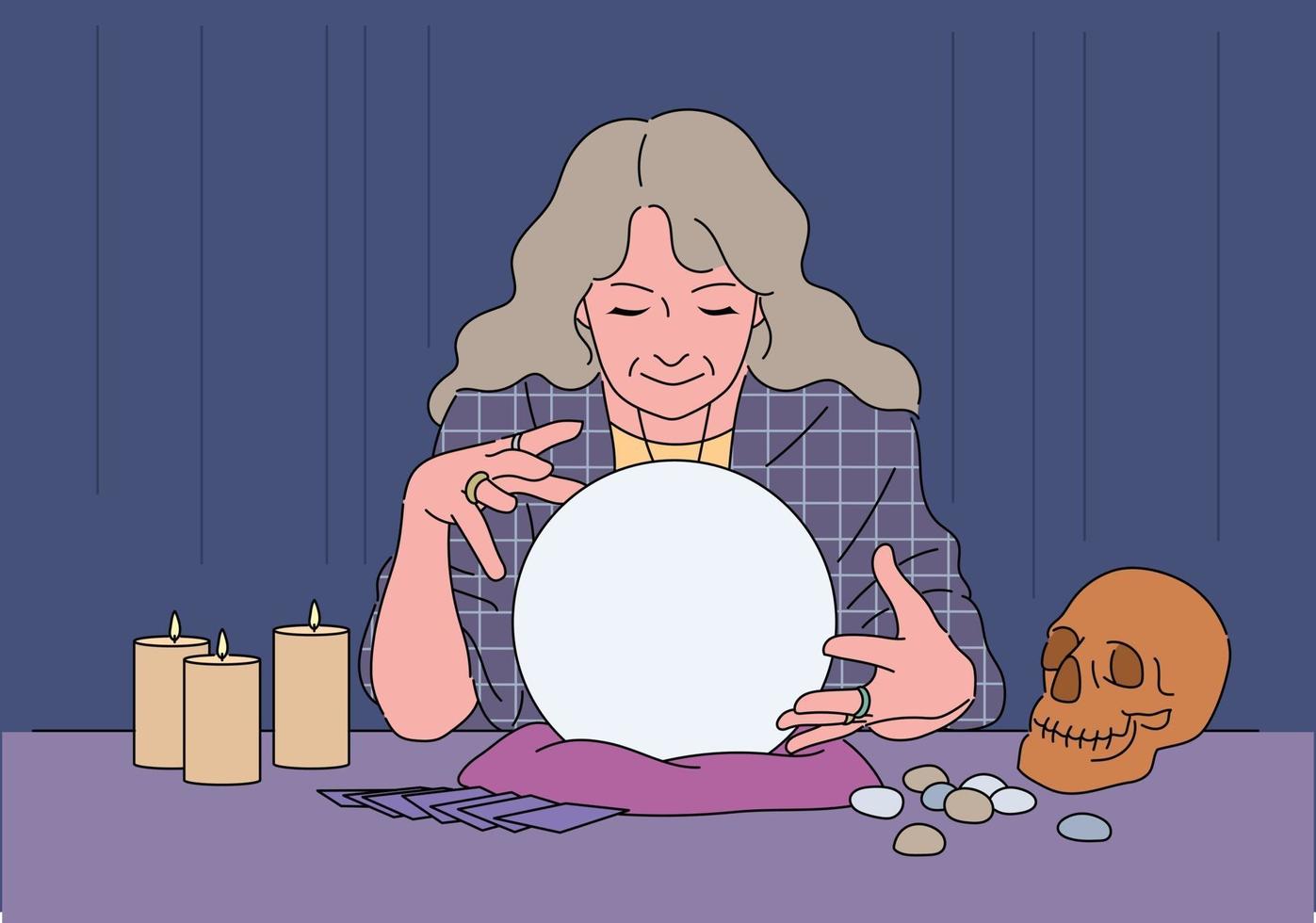 A astrologer is doing divination. vector