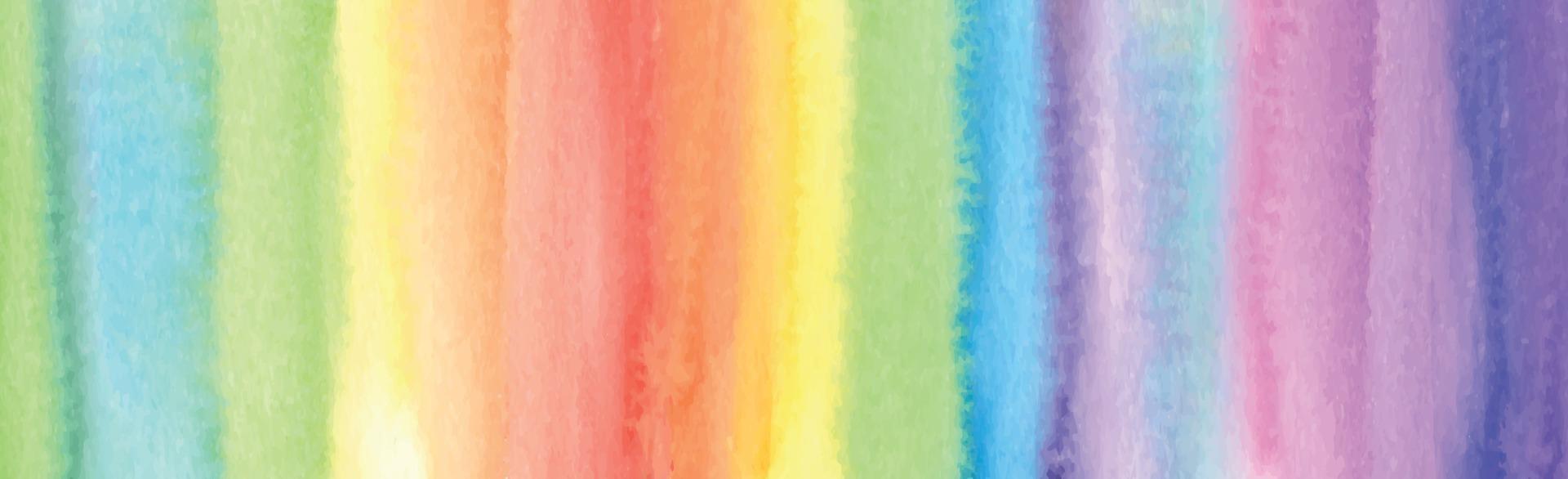 Panoramic texture realistic watercolor rainbow on a white background - Vector