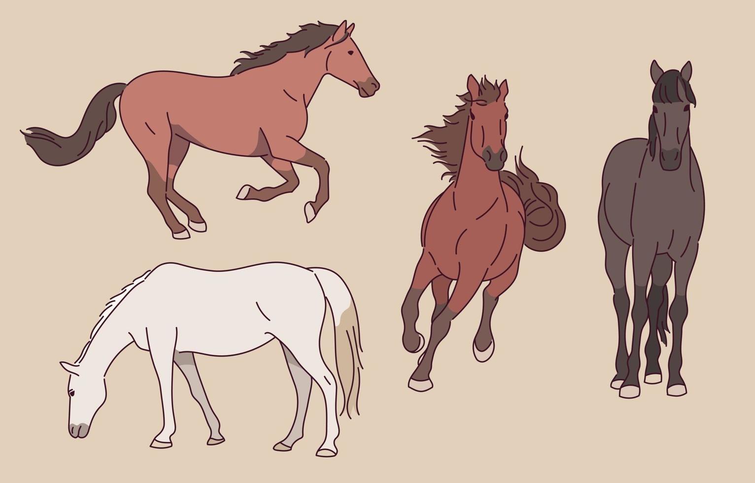 Ilustración de personaje de caballo vector