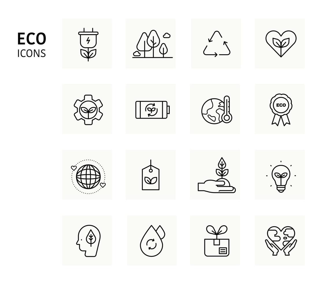 Green energy icons for Earth. minimal vector illustration.