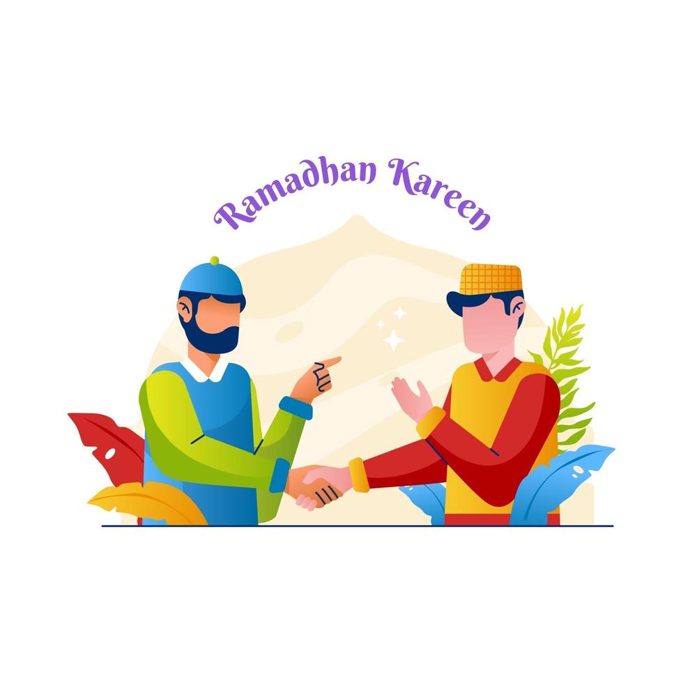 Two Muslims are Shaking Hands Illustration vector
