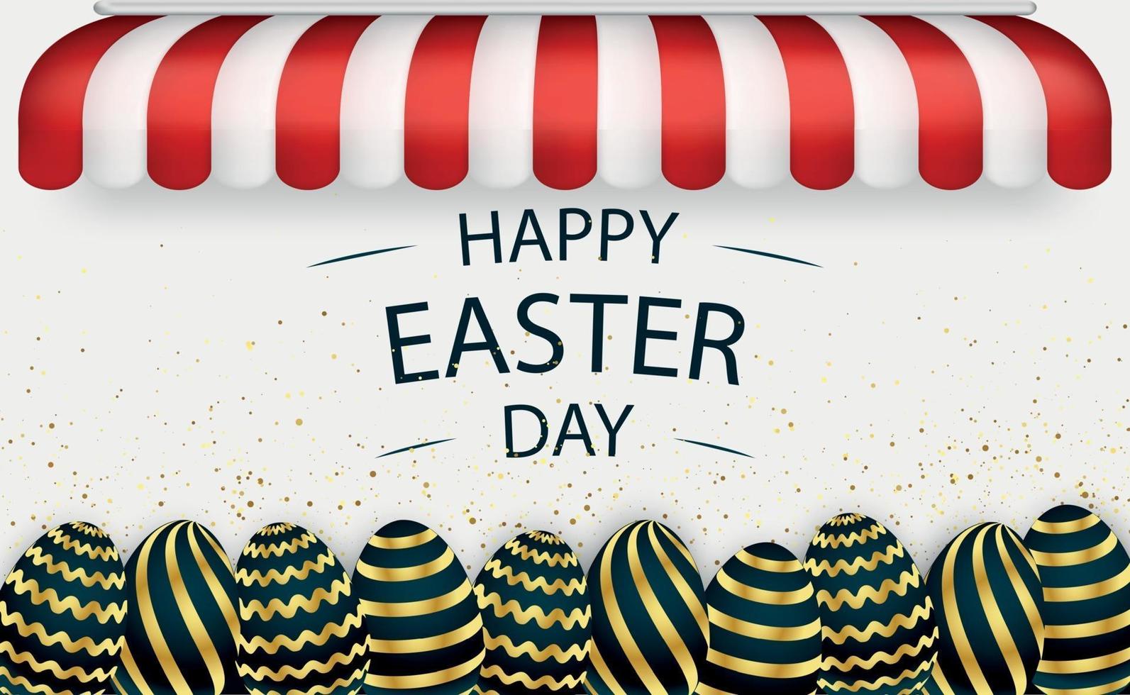 Easter background with festive black and gold eggs - Vector