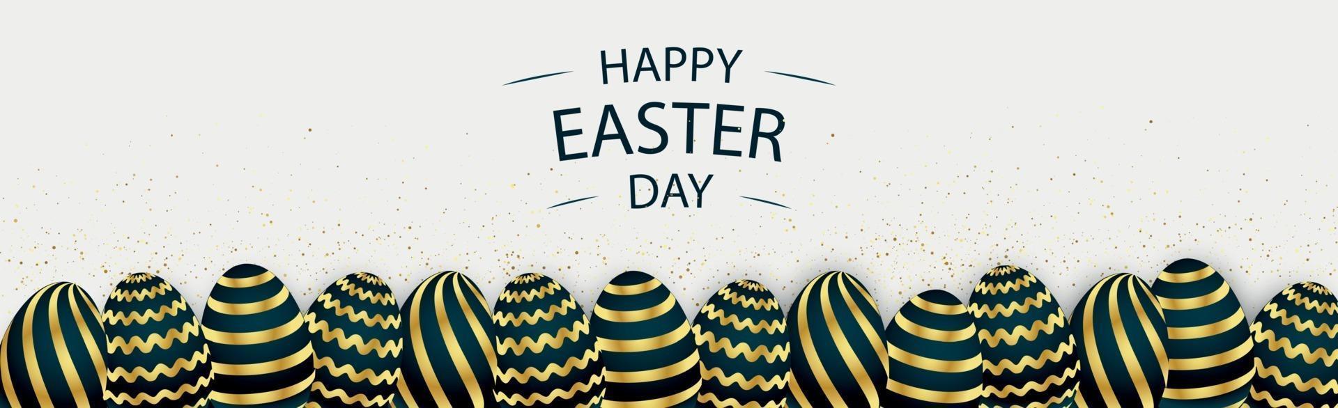 Easter background with festive black and gold eggs - Vector