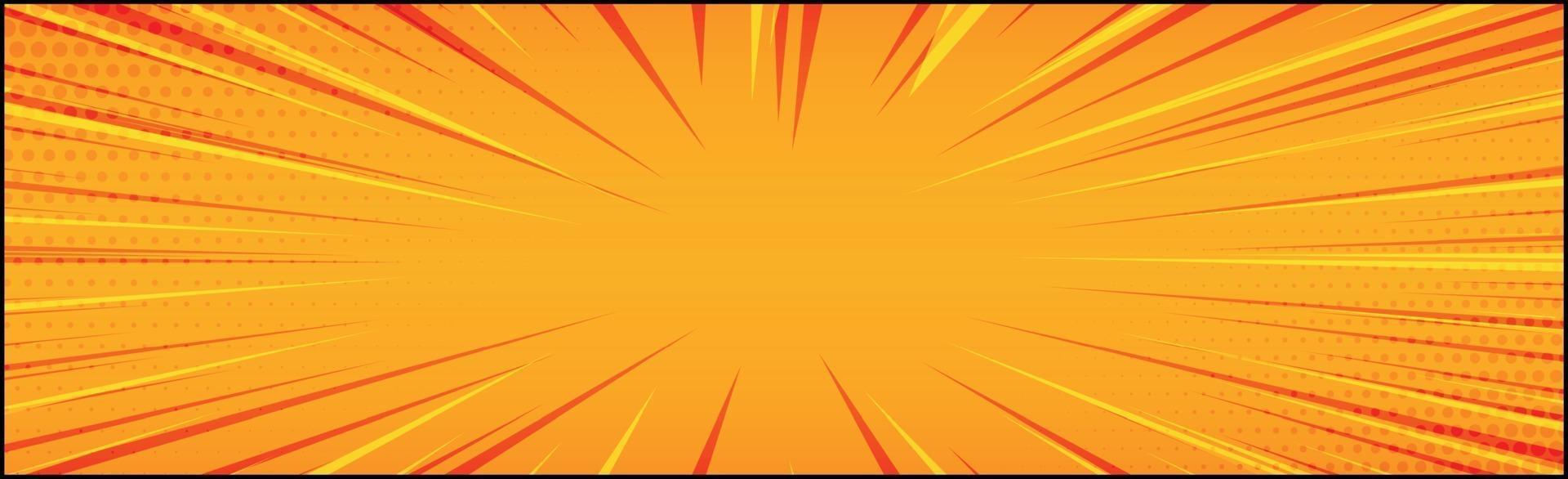 Panoramic orange comic zoom with lines - Vector