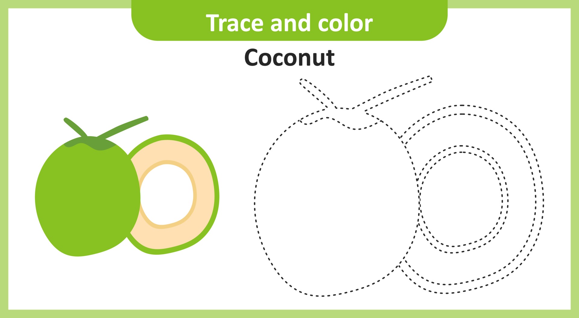 Trace and Color Coconut 2176273 Vector Art at Vecteezy