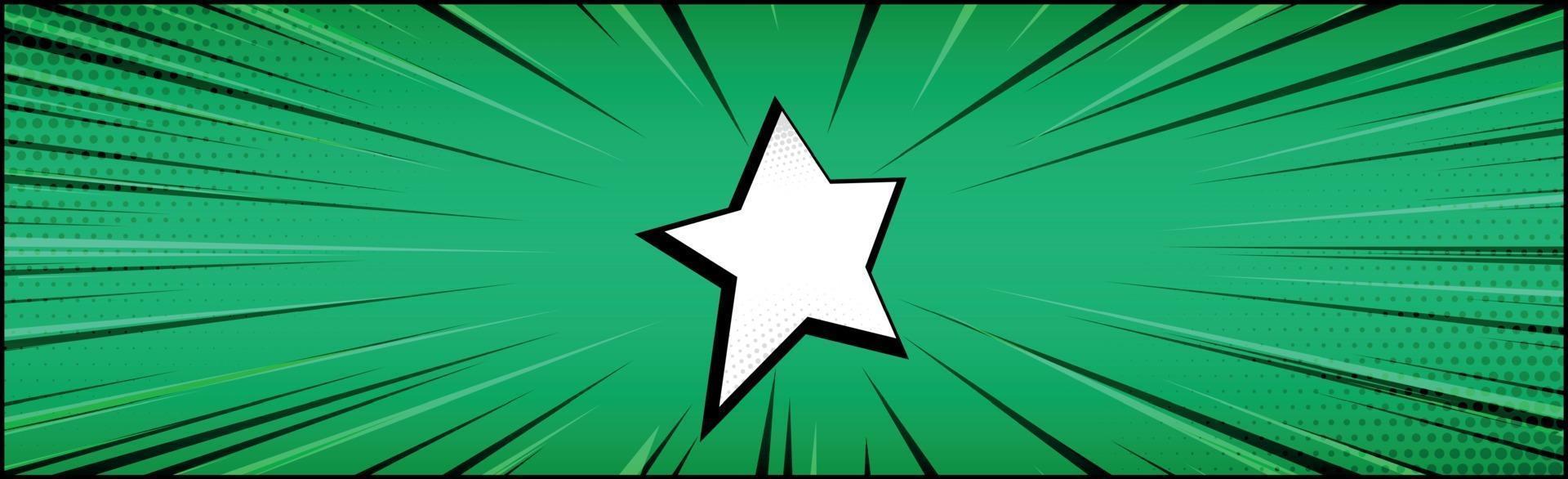 Panoramic green comic zoom with lines - Vector