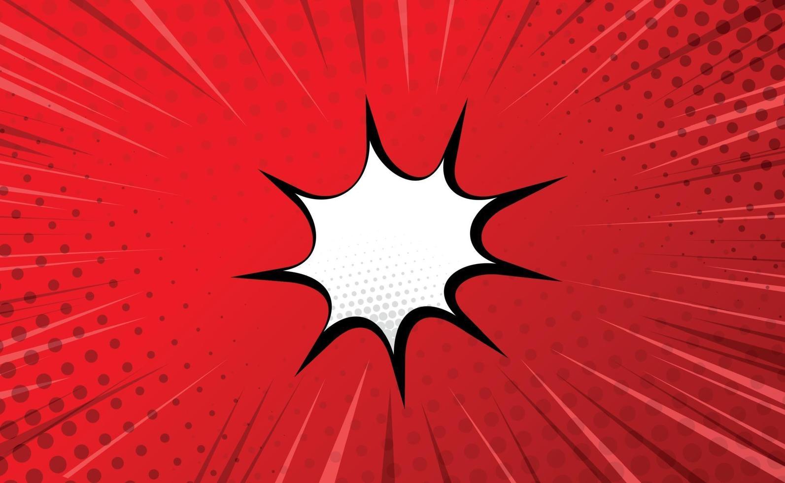 Red comic zoom with lines, dots and white elements - Vector
