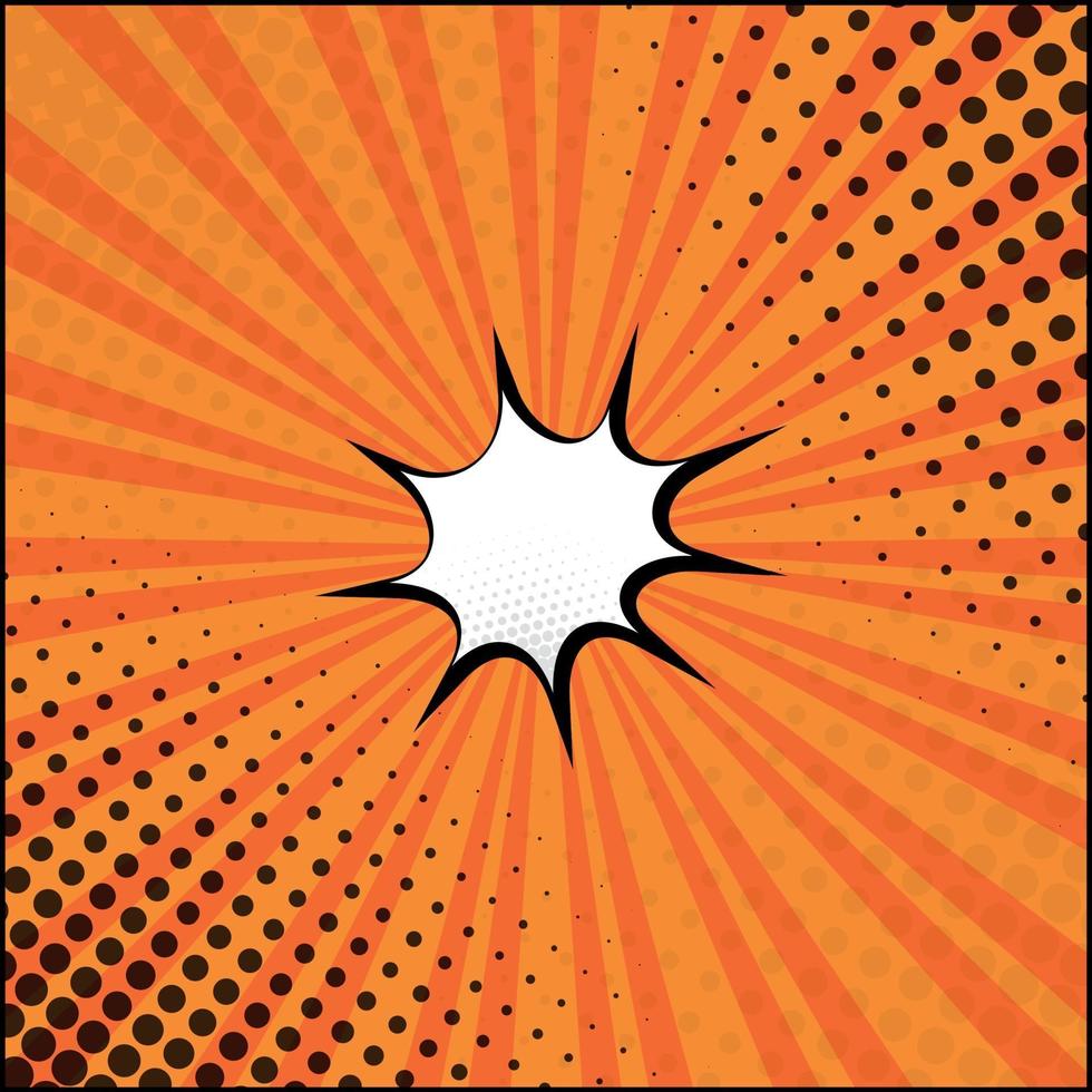 Panoramic orange comic zoom with lines - Vector