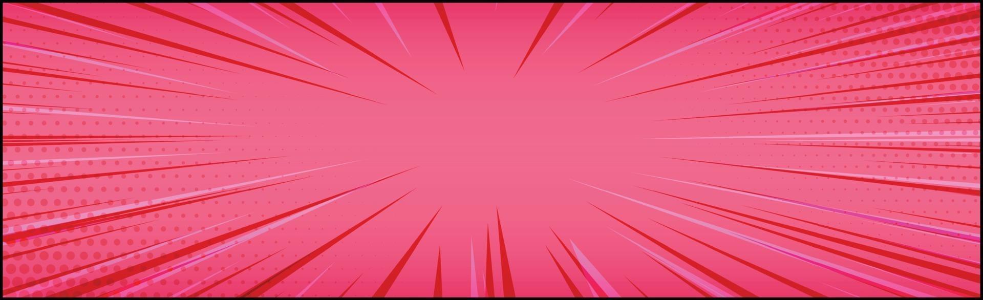 Panoramic red comic zoom with lines - Vector