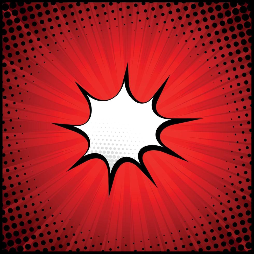 Red comic zoom with lines and dots - Vector