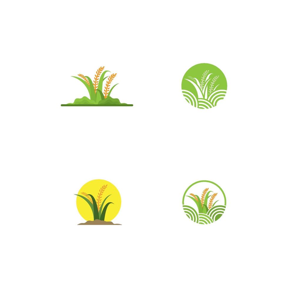 Rice logo icon set vector