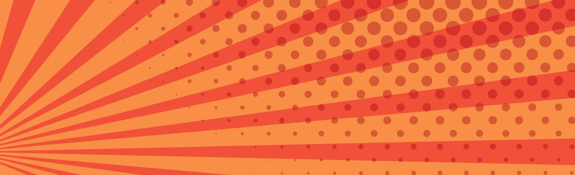 Panoramic orange comic zoom with lines - Vector