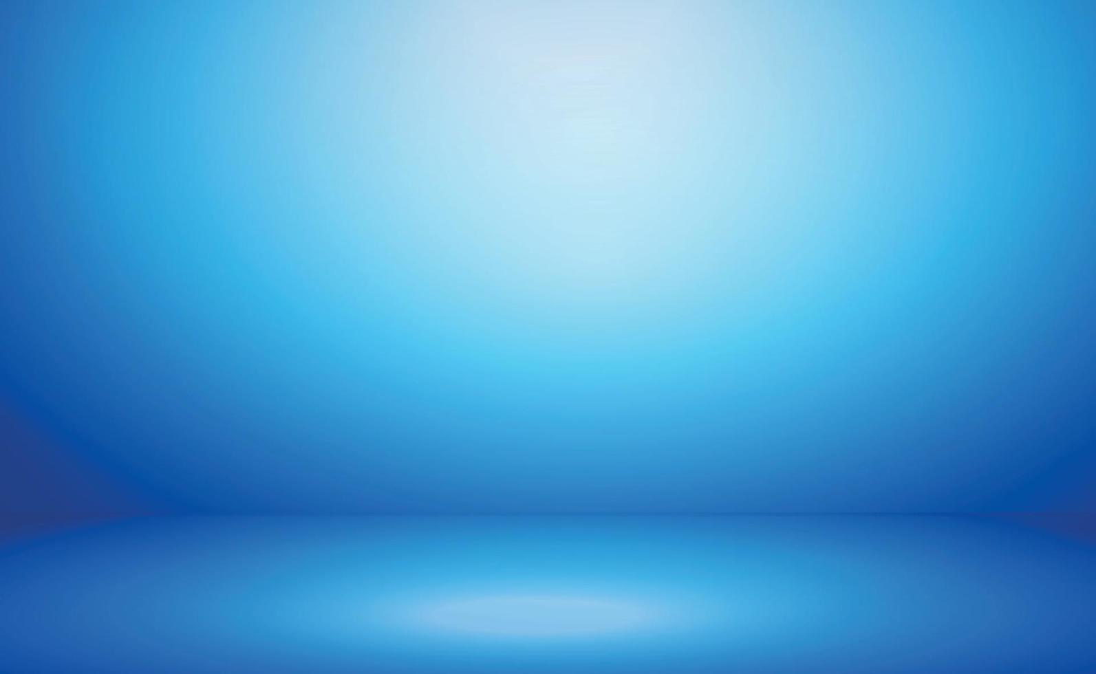 Blue panoramic studio background with white glow vector