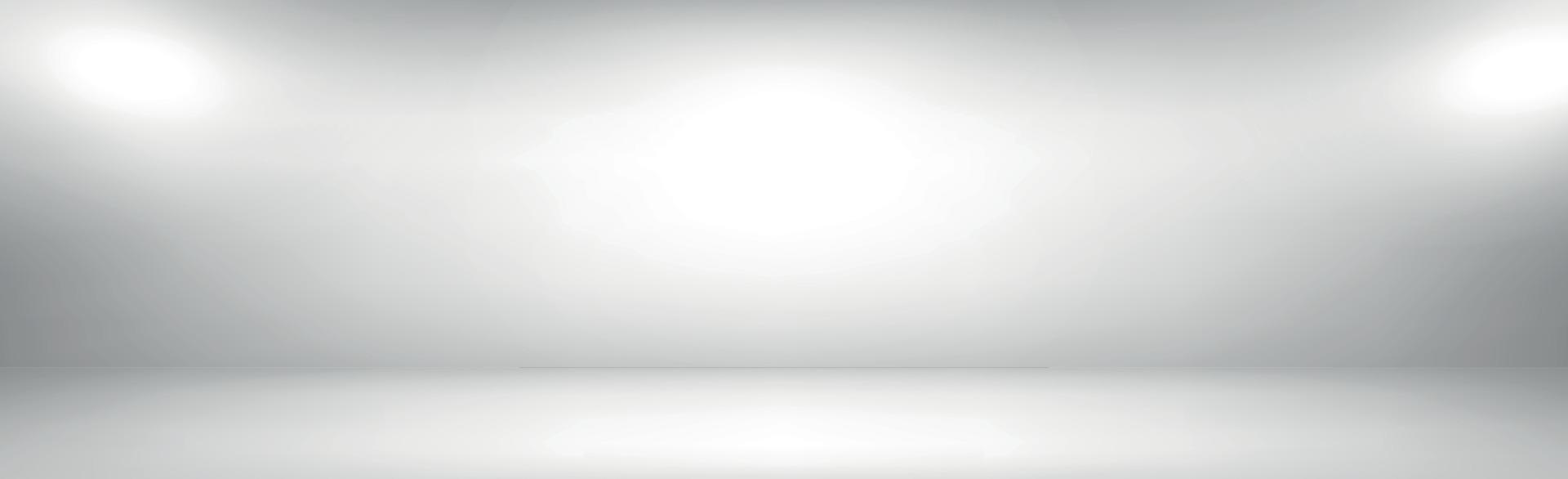 White with gray panoramic studio background with white glow - Vector