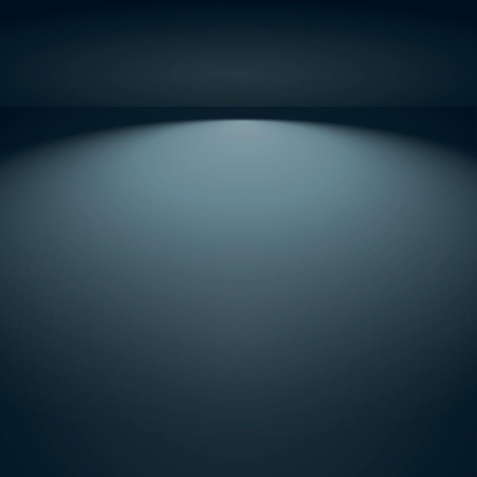 Black panoramic studio background with white glow vector