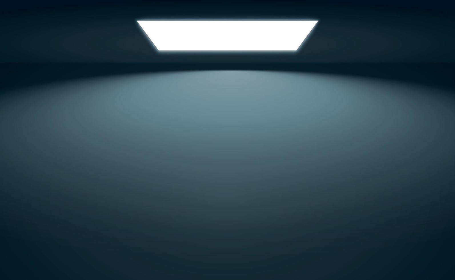Black panoramic studio background with white glow vector