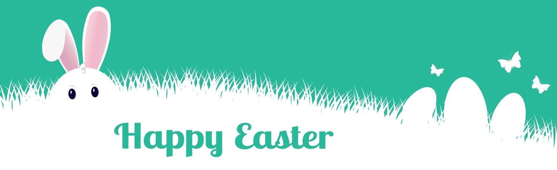 Easter bunny sitting in dense grass - Vector