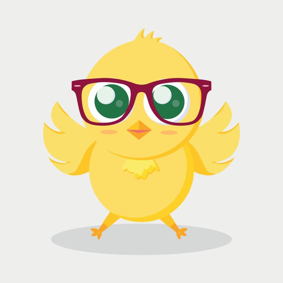 Yellow Easter Chick in Glasses on White Background - Vector