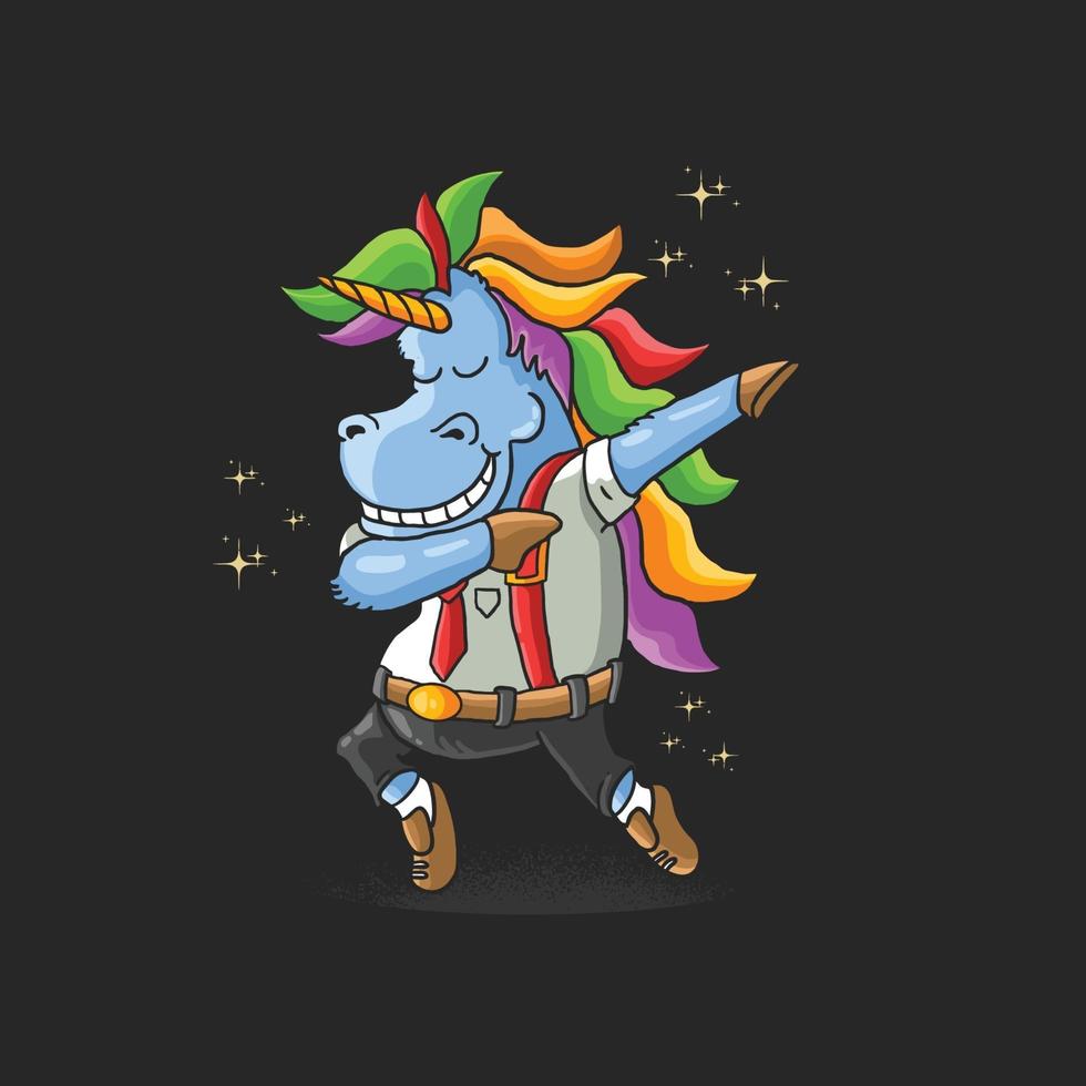 trabajador unicornio dabbing dance ilustración vector