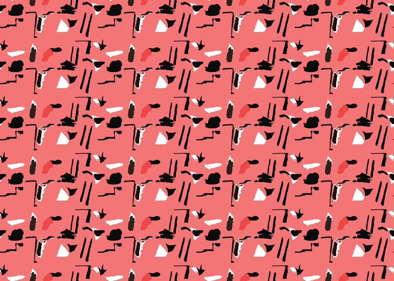Vector texture background, seamless pattern. Hand drawn, red, white, black colors.