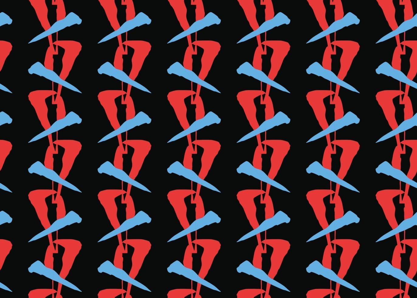 Vector texture background, seamless pattern. Hand drawn, black, red, blue colors.
