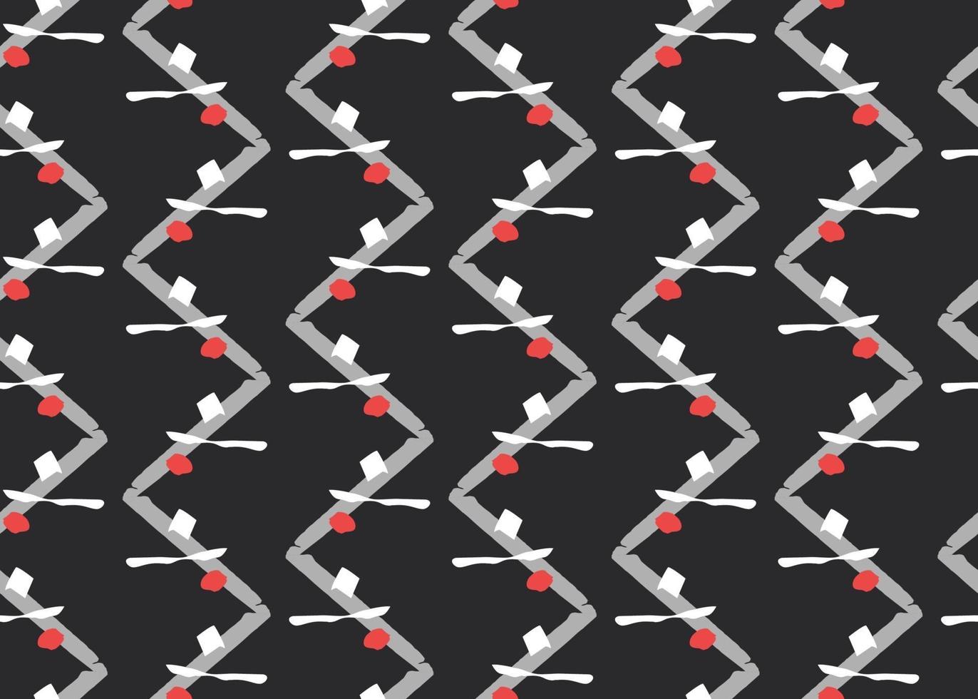 Vector texture background, seamless pattern. Hand drawn, black, grey, red, white colors.
