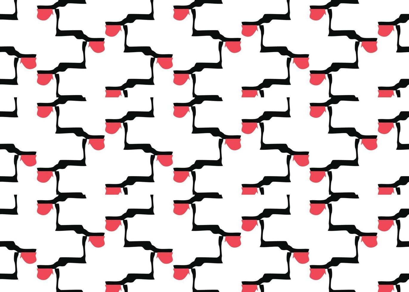 Vector texture background, seamless pattern. Hand drawn, black, red, white colors.