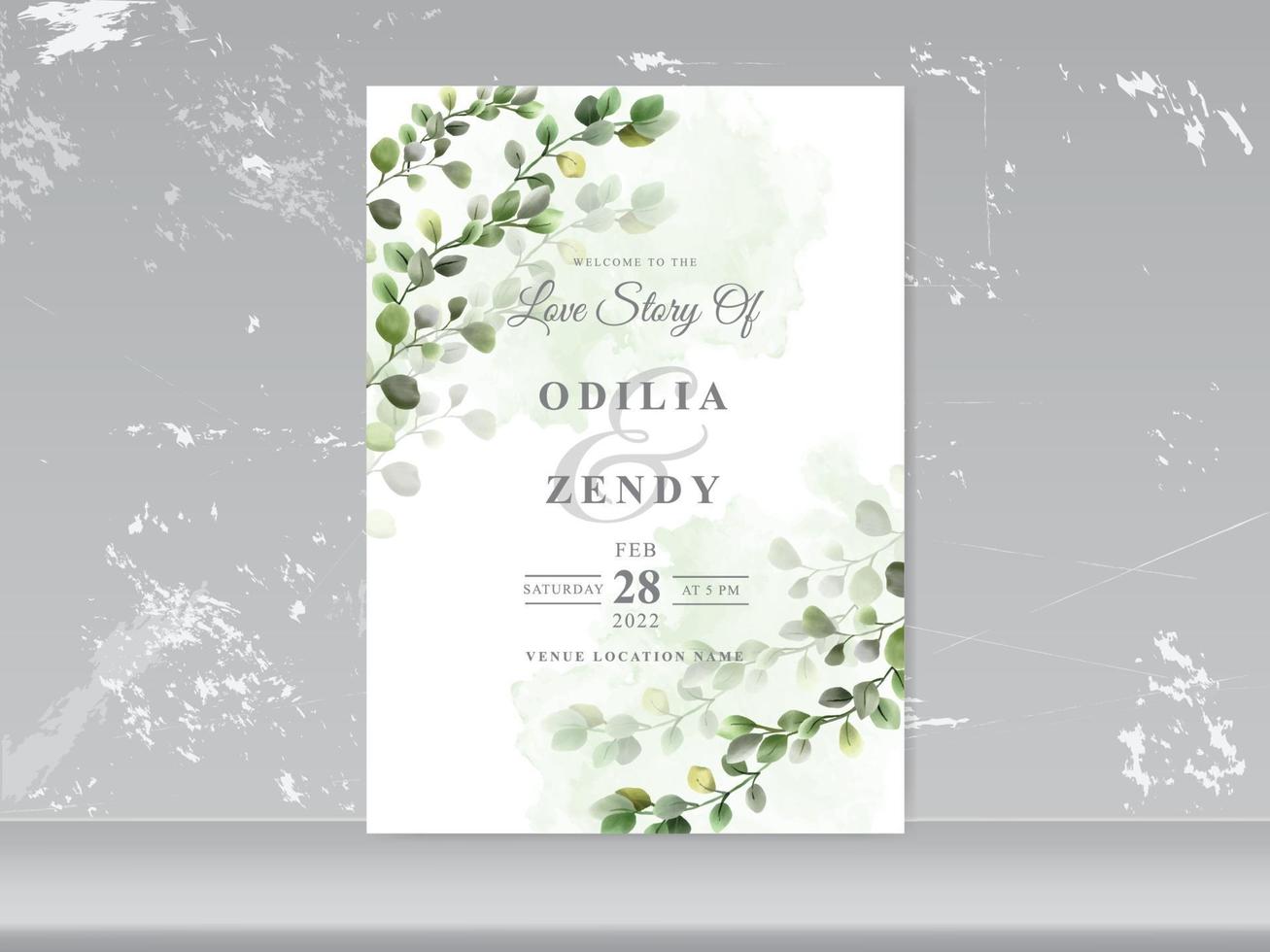 wedding card invitation with beautiful floral hand drawn vector