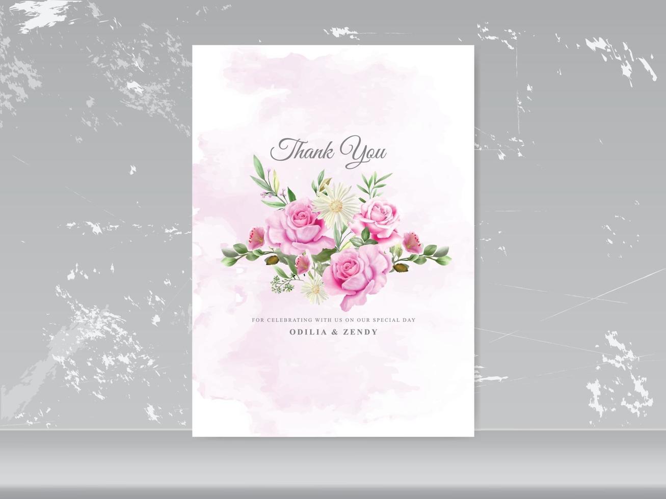 invitación de boda con hermosa flor dibujada a mano vector