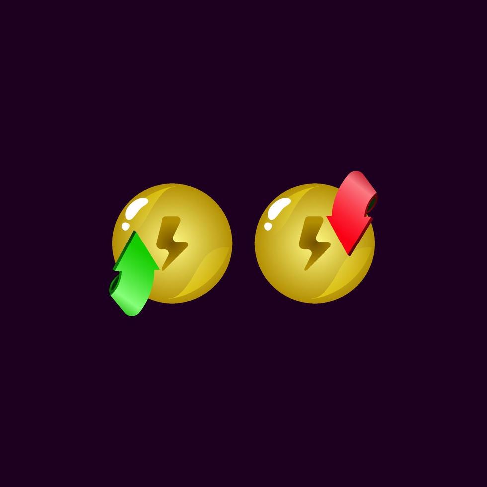 set of game ui rounded jelly magic power up with energy icon vector