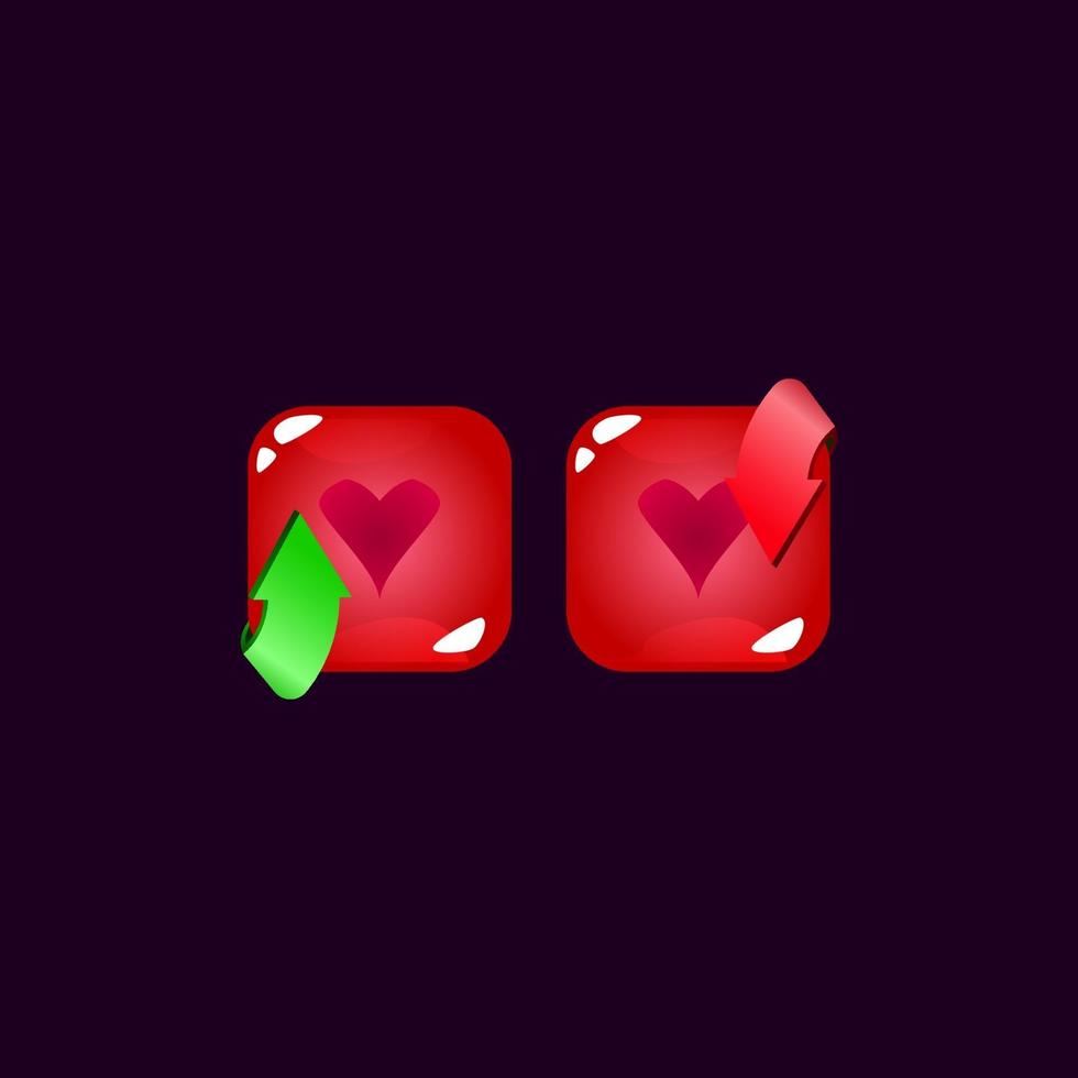 set of game ui jelly magic power up with heart icon vector