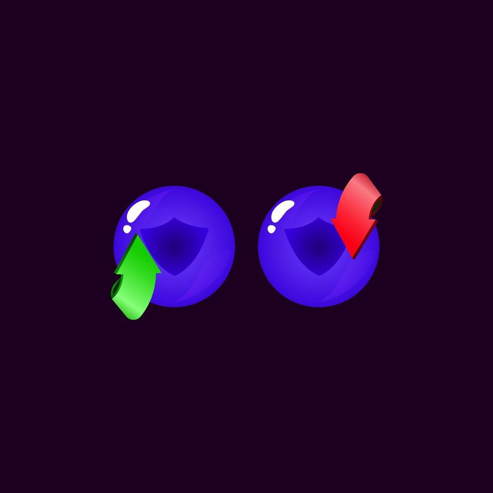 set of game ui rounded jelly magic power up with shield icon vector