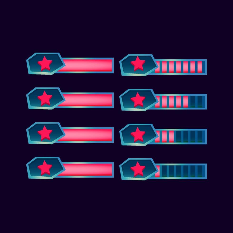 conjunto de barra de progreso de estrella brillante de fantasía de interfaz gráfica de usuario para elementos de activos de interfaz de usuario de juego ilustración vectorial vector