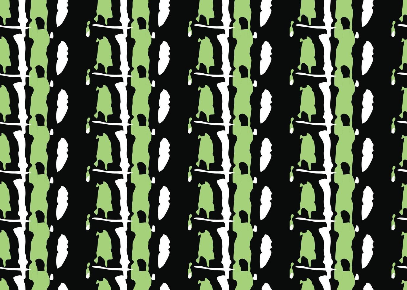 Vector texture background, seamless pattern. Hand drawn, green, black, white colors.