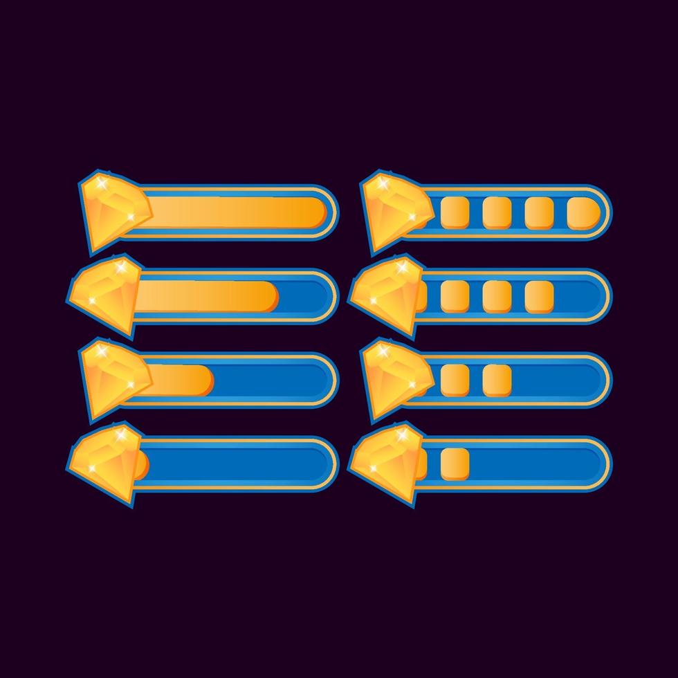 conjunto de barra de progreso de gemas casuales divertidas para elementos de activos de interfaz de usuario de juego ilustración vectorial vector