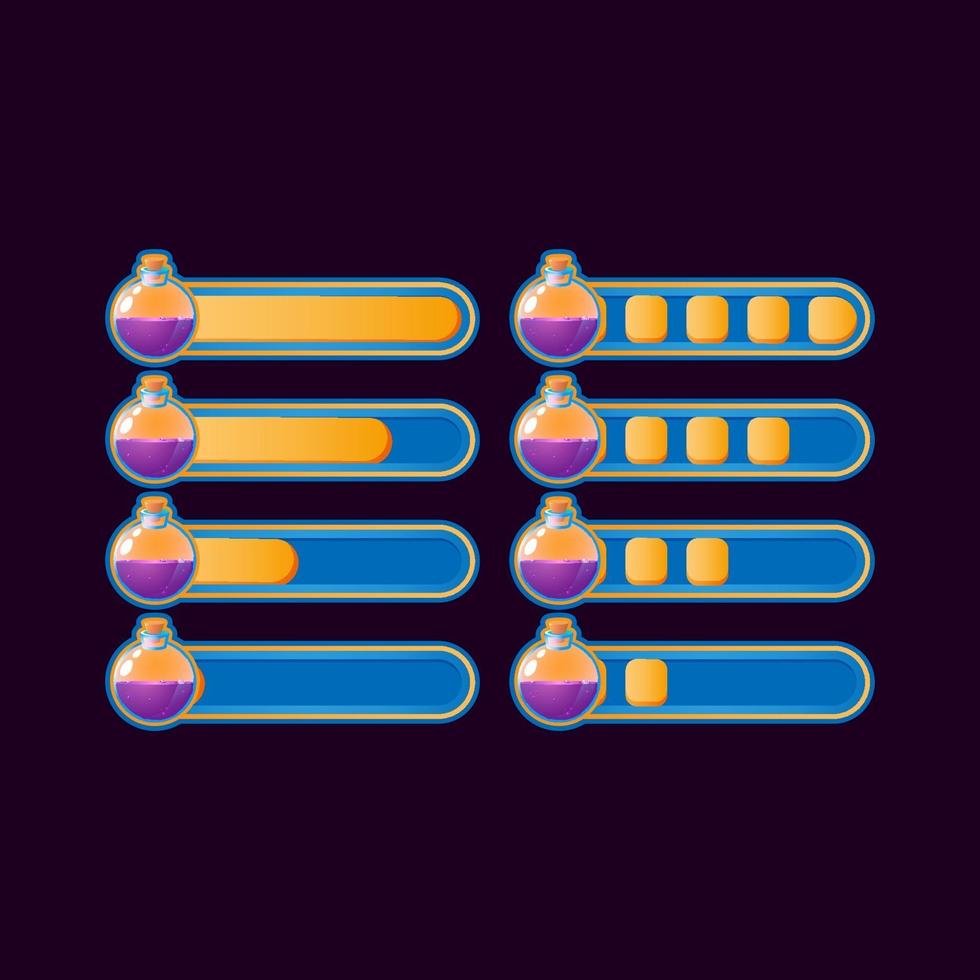 conjunto de barra de progreso de poción casual divertida para elementos de activos de interfaz de usuario de juego ilustración vectorial vector