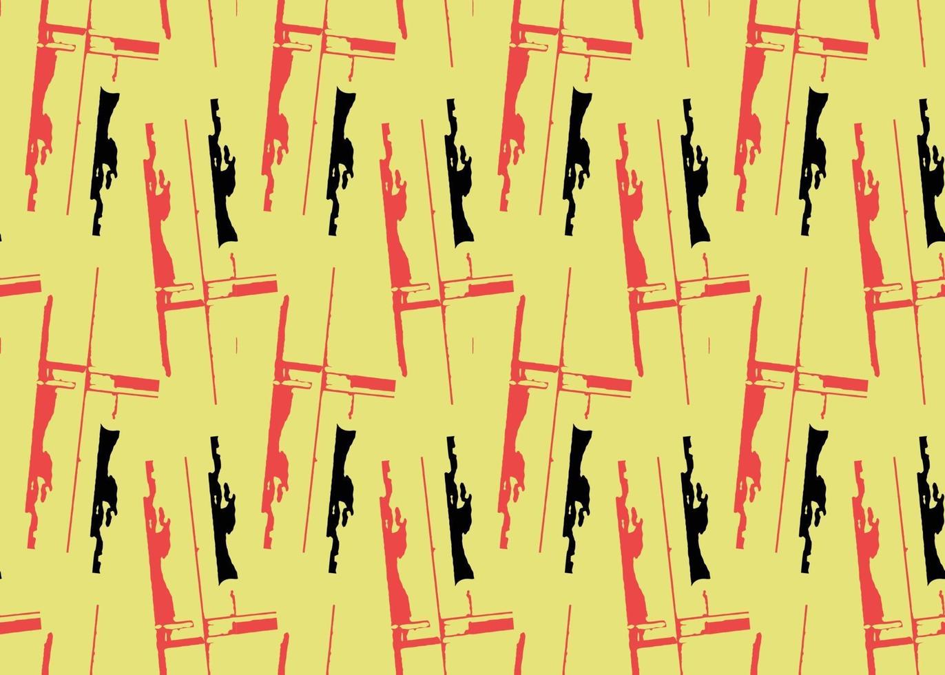 Vector texture background, seamless pattern. Hand drawn, yellow, red, black colors.