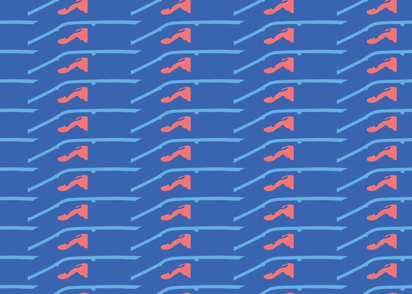Vector texture background, seamless pattern. Hand drawn, blue, red colors.