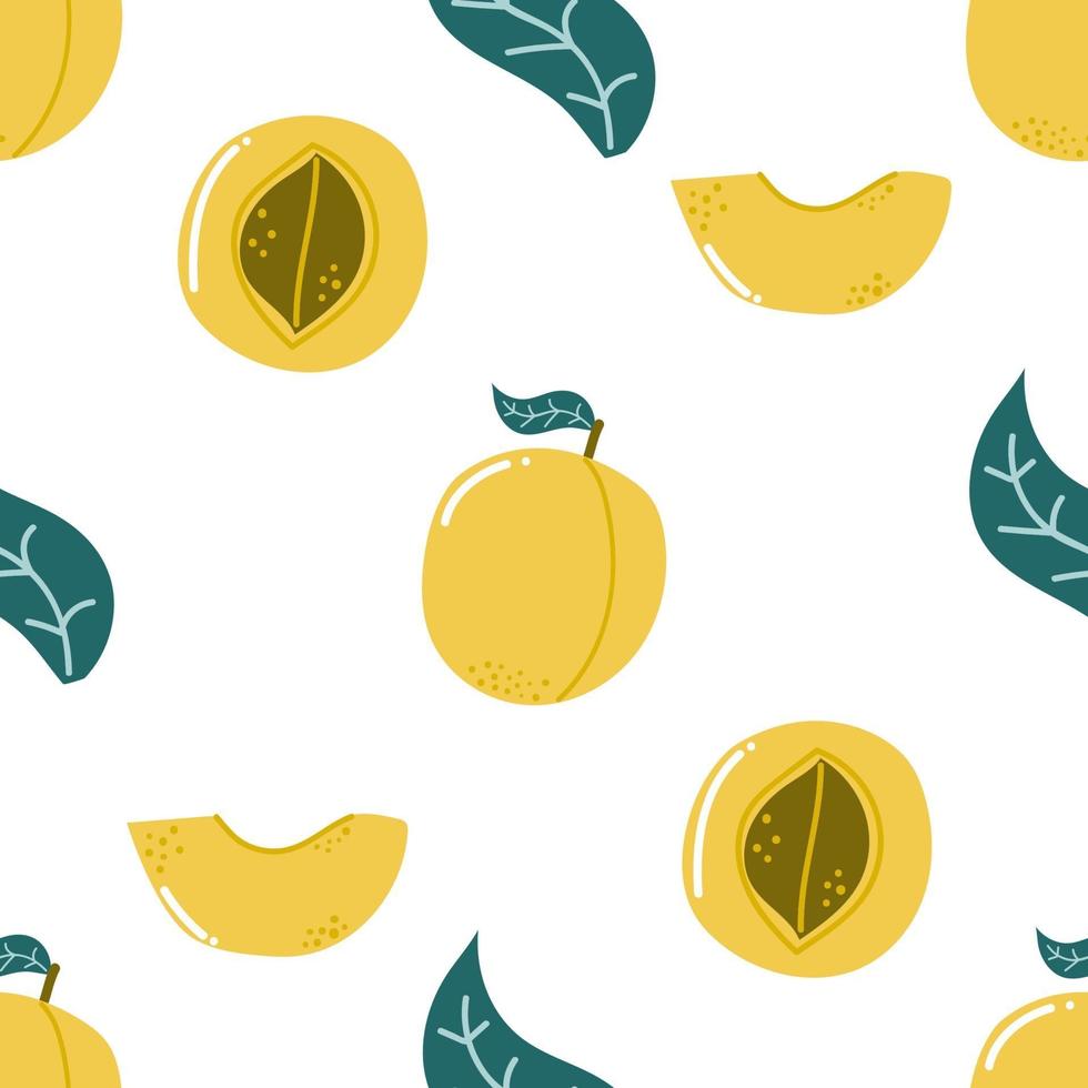 Hand drawn seamless pattern of peach. Modern flat illustration. vector