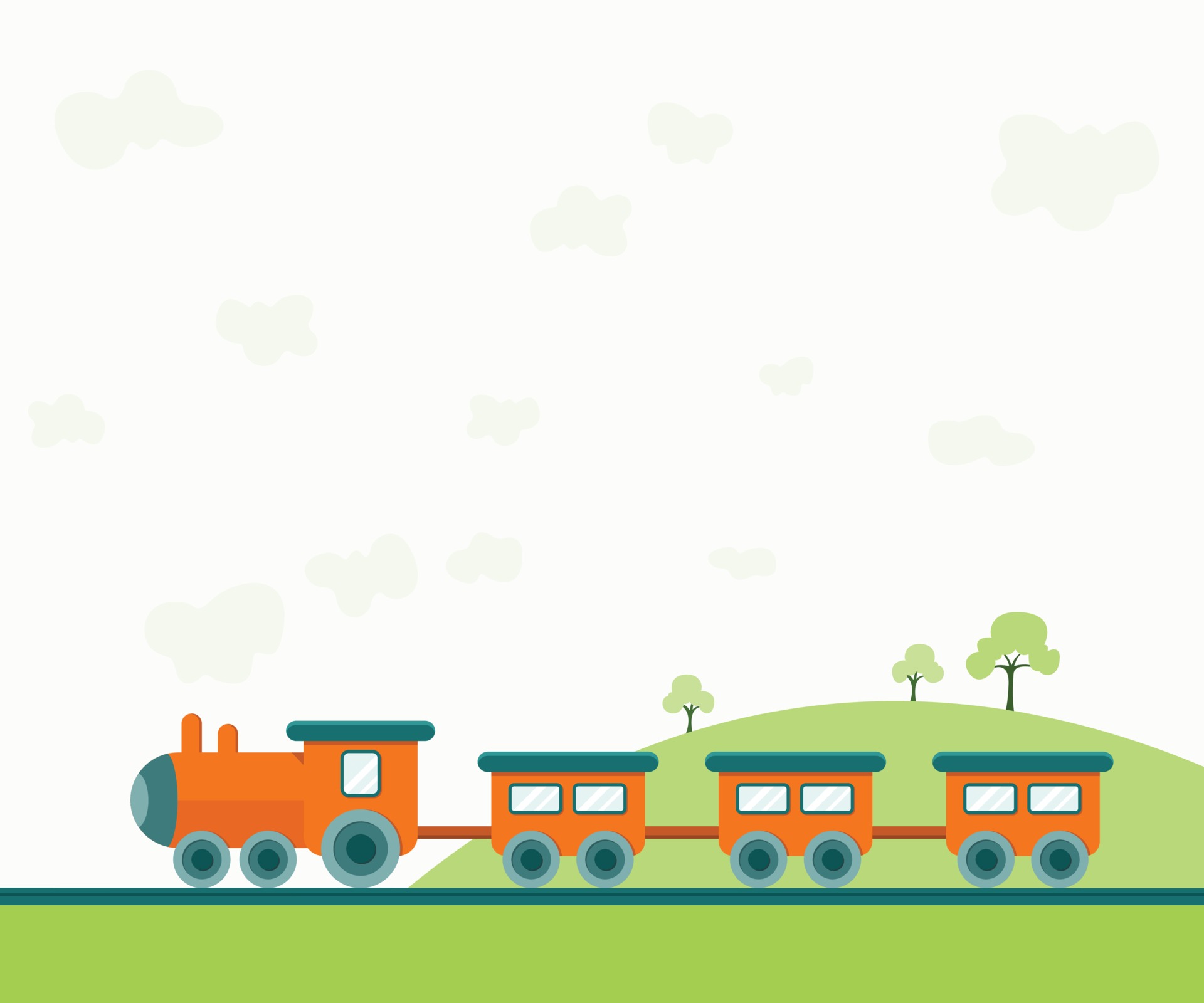 Wallpaper of the Train Run on Railway Pass the Landscape of Hill