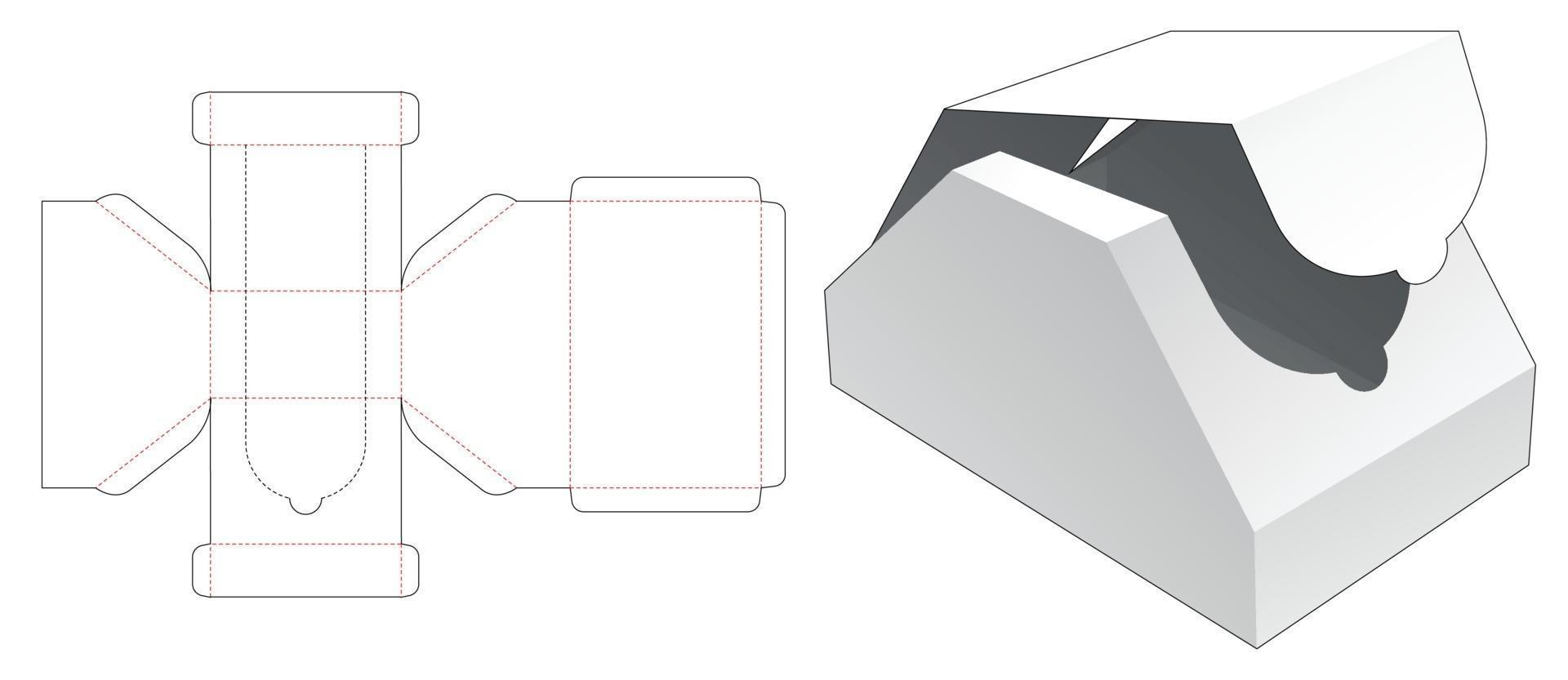 Chamfered zipping box die cut template vector