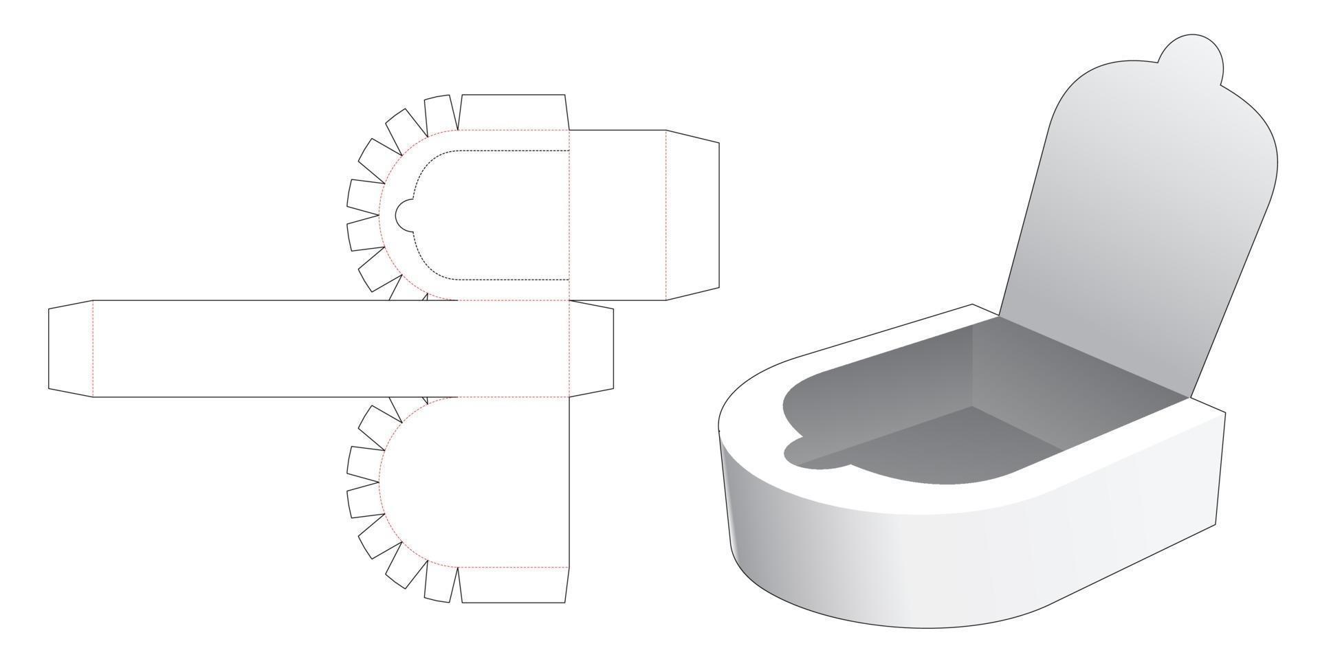 Zipping round box die cut template vector