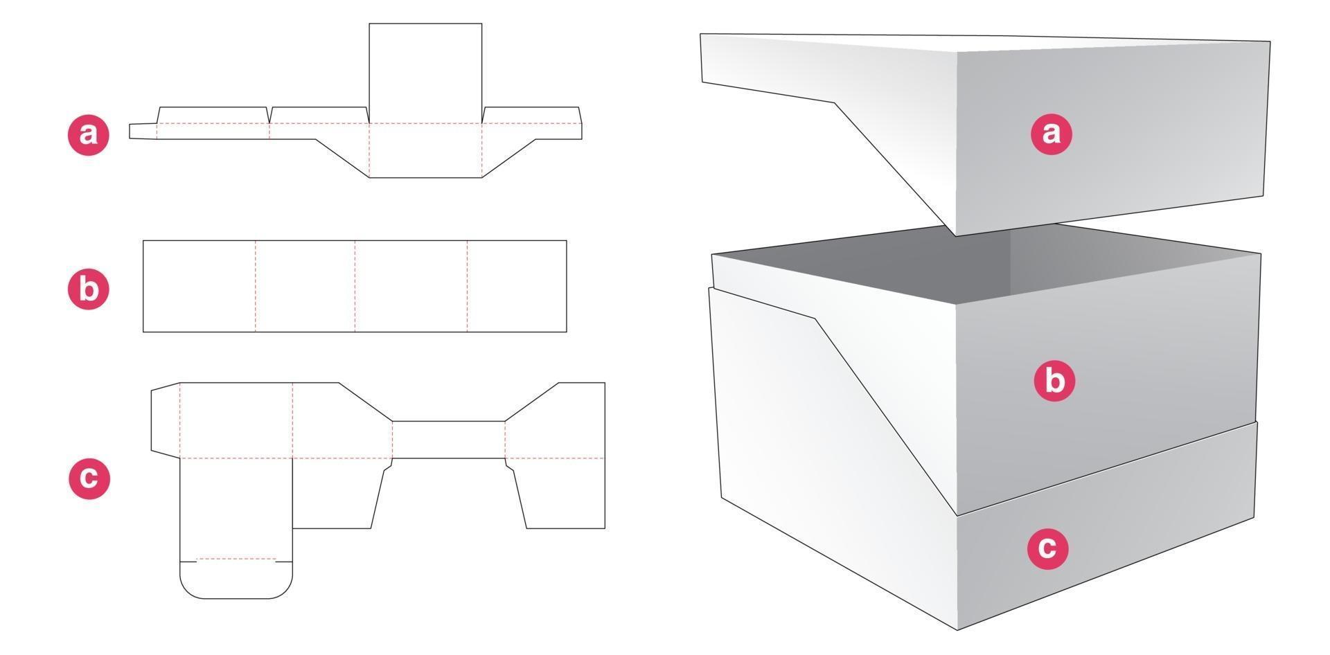 caja de regalo y plantilla troquelada de tapa vector