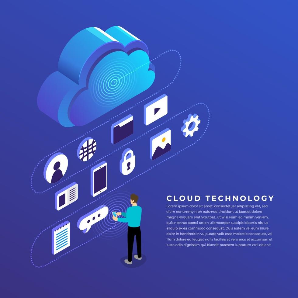 Cloud computing technology vector