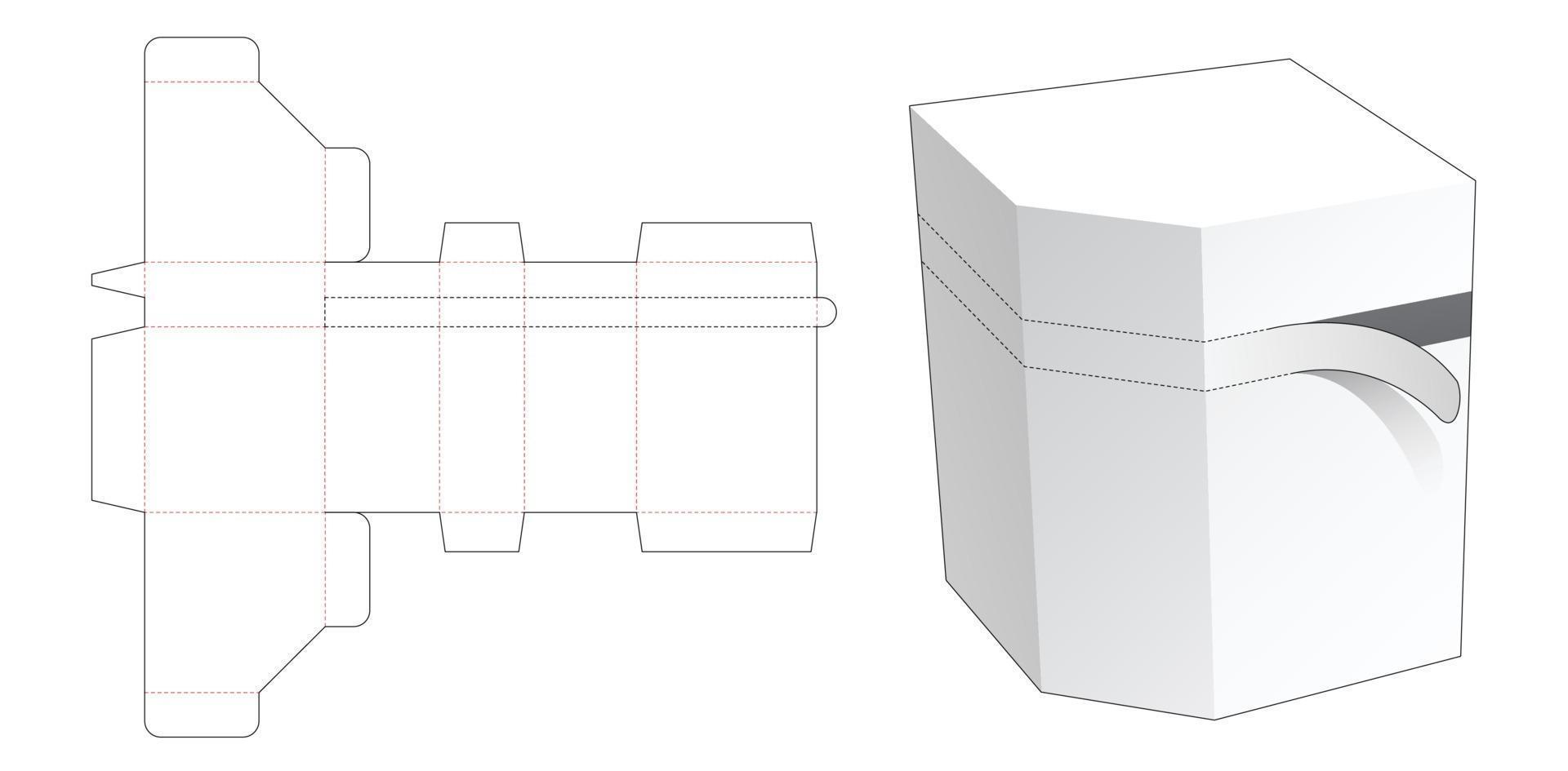Zipping chamfered corner box die cut template vector