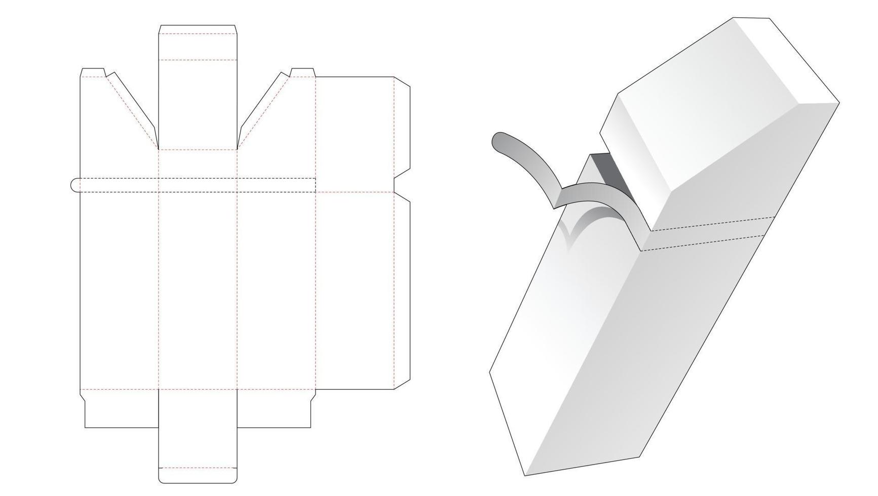 Zipping tall chamfered box die cut template vector