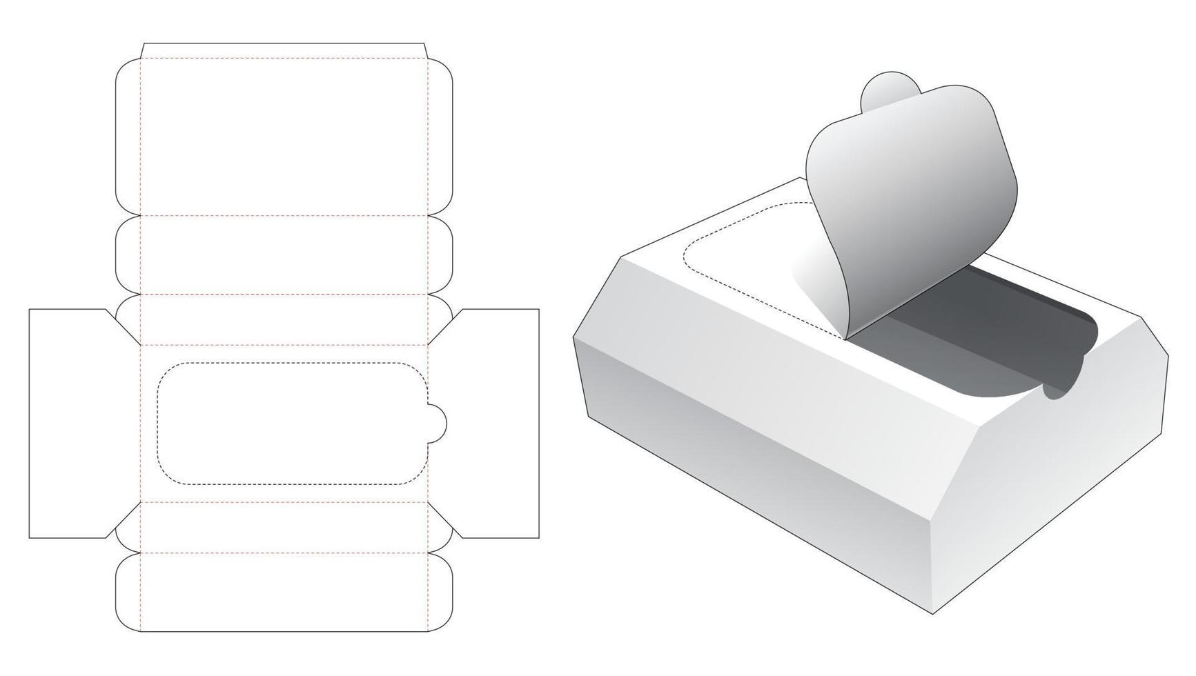 Chest shaped packaging with zipping die cut template vector