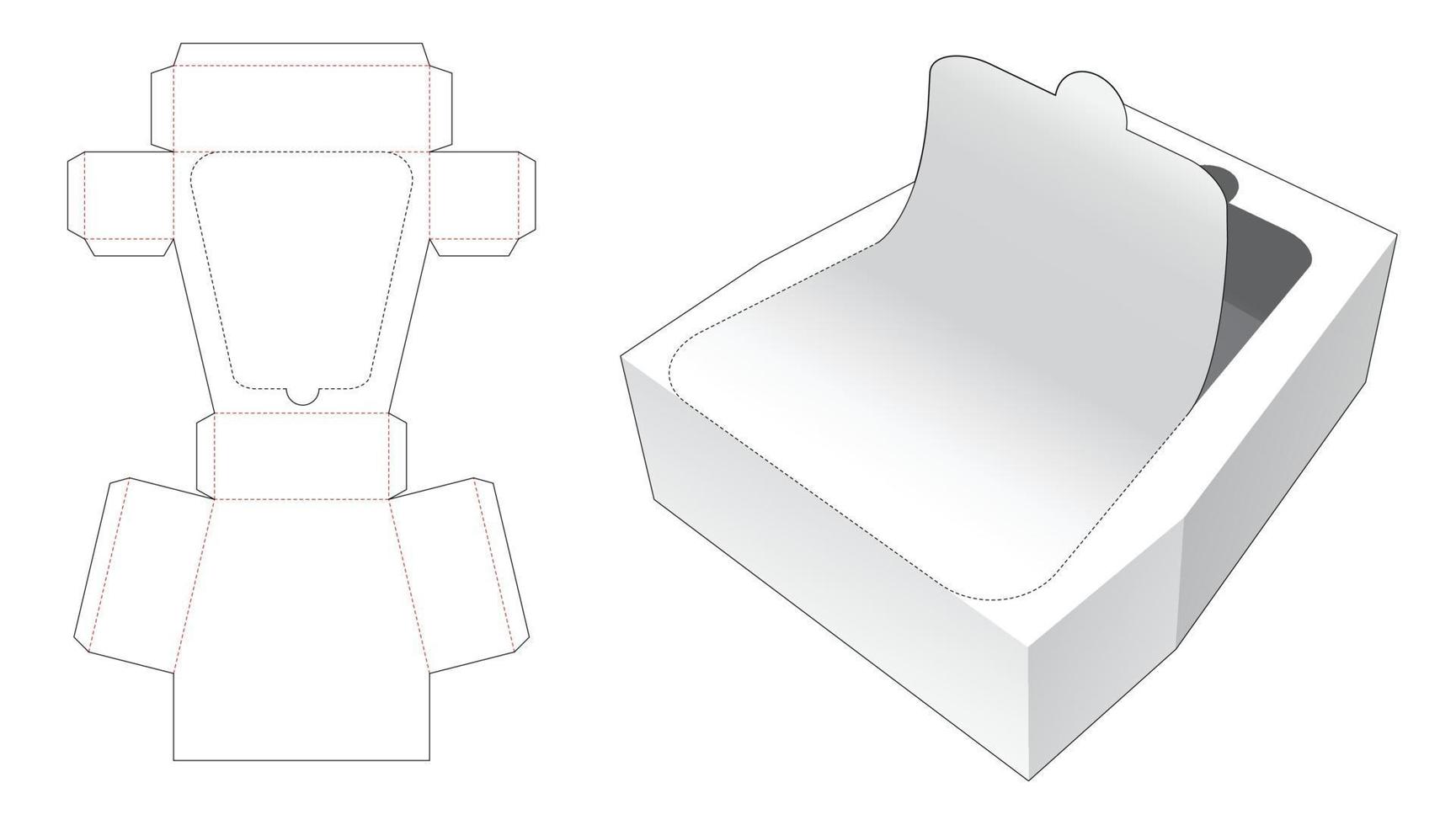 Trapezoid packaging with zipping die cut template vector