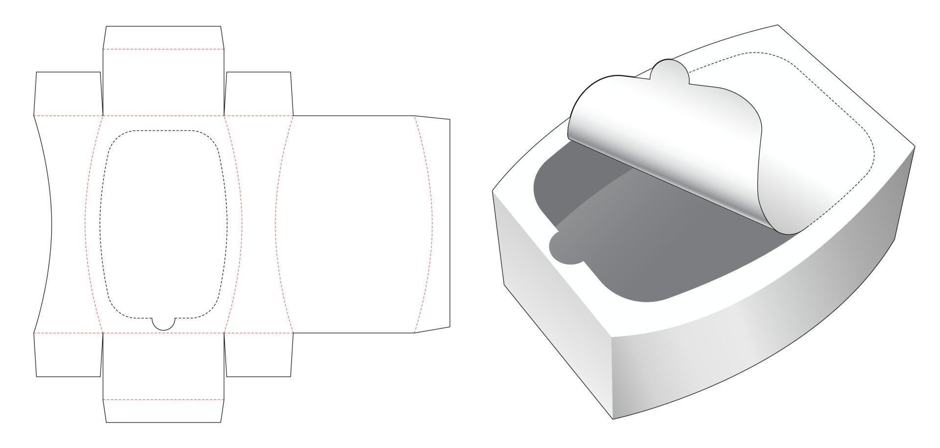 Round box with top zipping die cut template vector